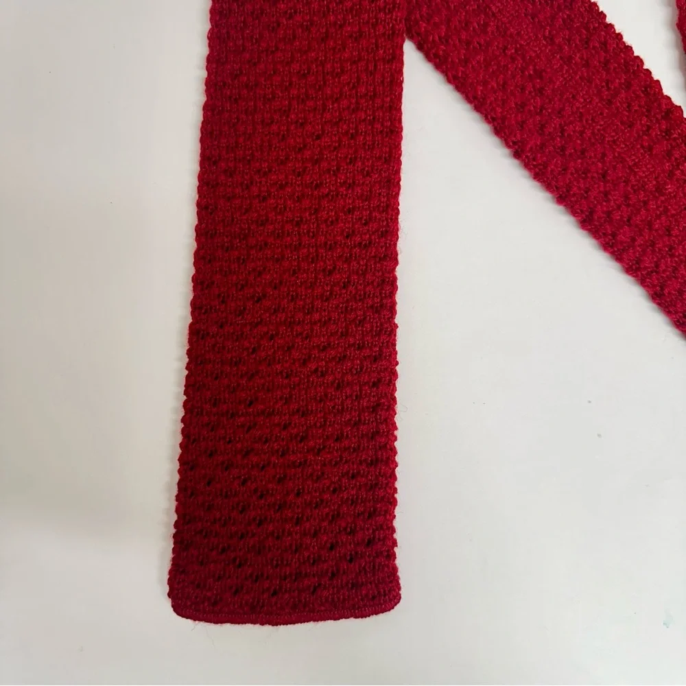 Vintage Wool CABLE CAR CLOTHIER San Francisco Red Knit Blunt-End Knit Tie 3”